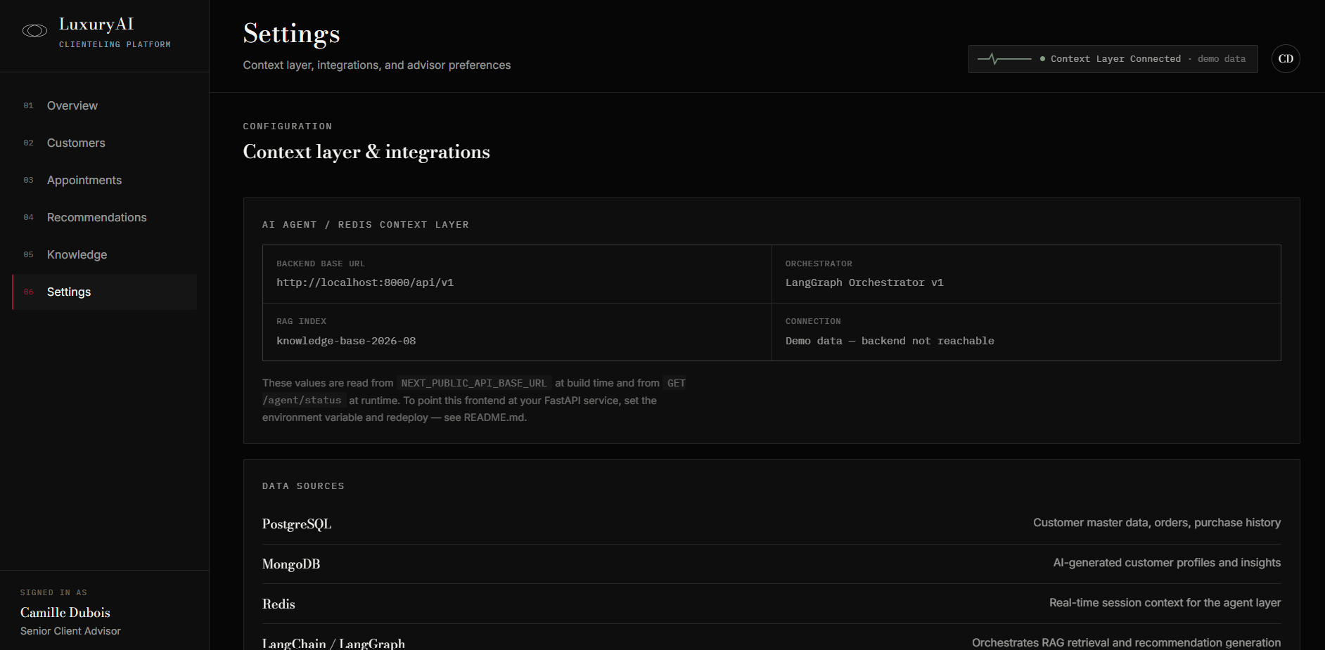 LuxuryAI Settings and Context Configuration